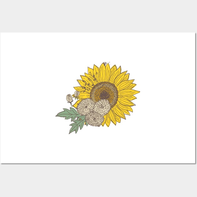 Sunflowers and Mums Wall Art by Jacqueline Hurd